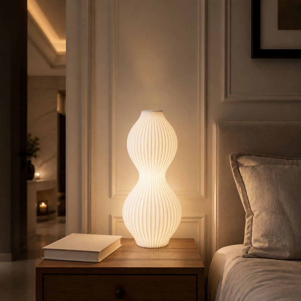 White Ceramic Modern Table Lamp lifestyle image 4