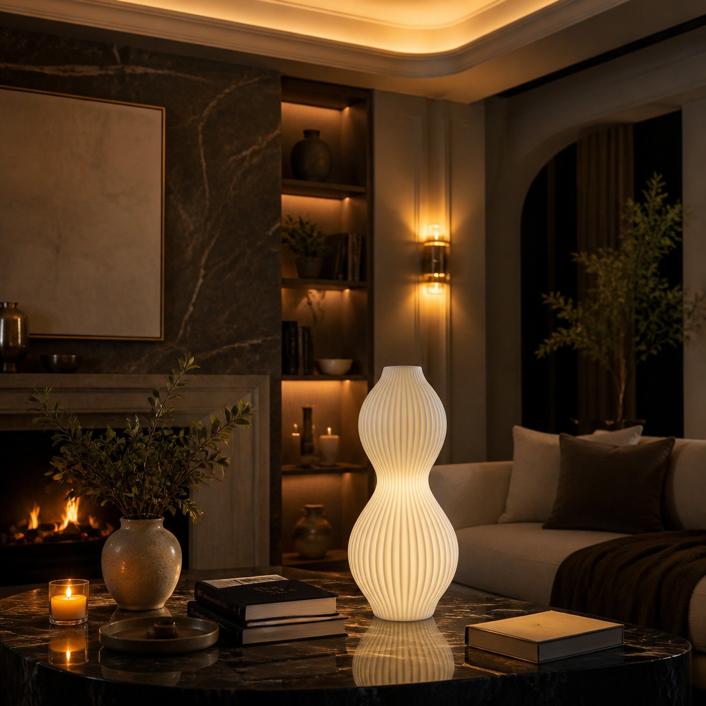 White Ceramic Modern Table Lamp lifestyle image 6