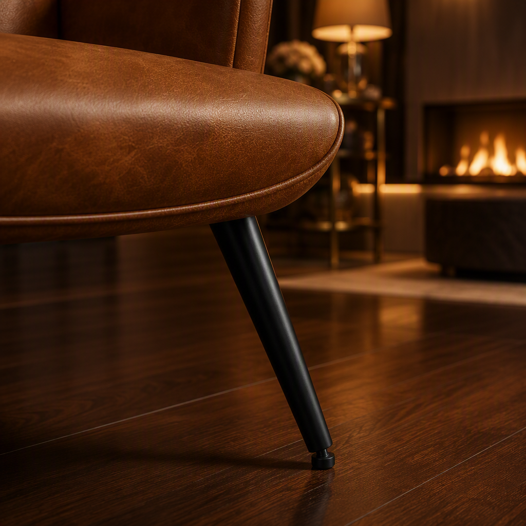 Upholstered Vegan Leather Accent Chair — lifestyle image 3
