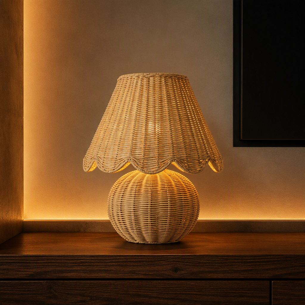 Rattan Farmhouse Table Lamp lifestyle view 1