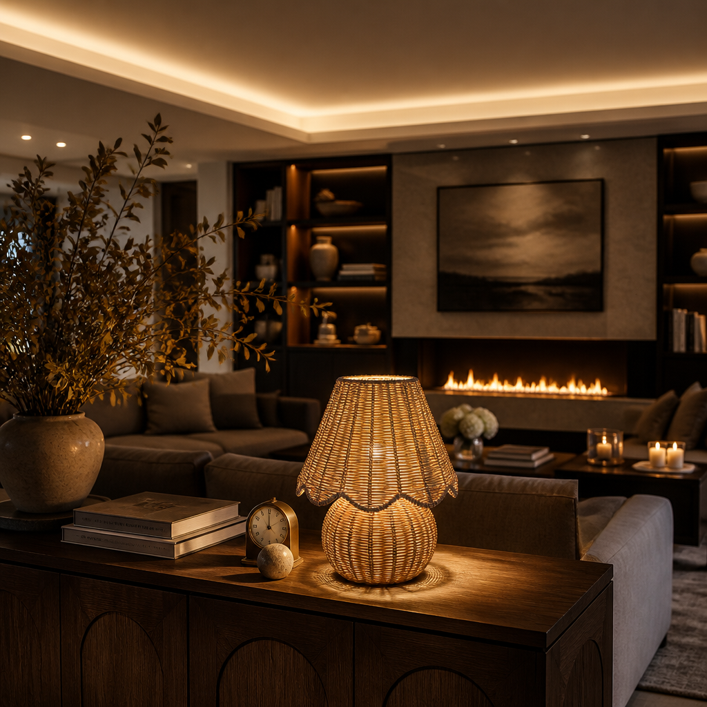 Rattan Farmhouse Table Lamp lifestyle view 3