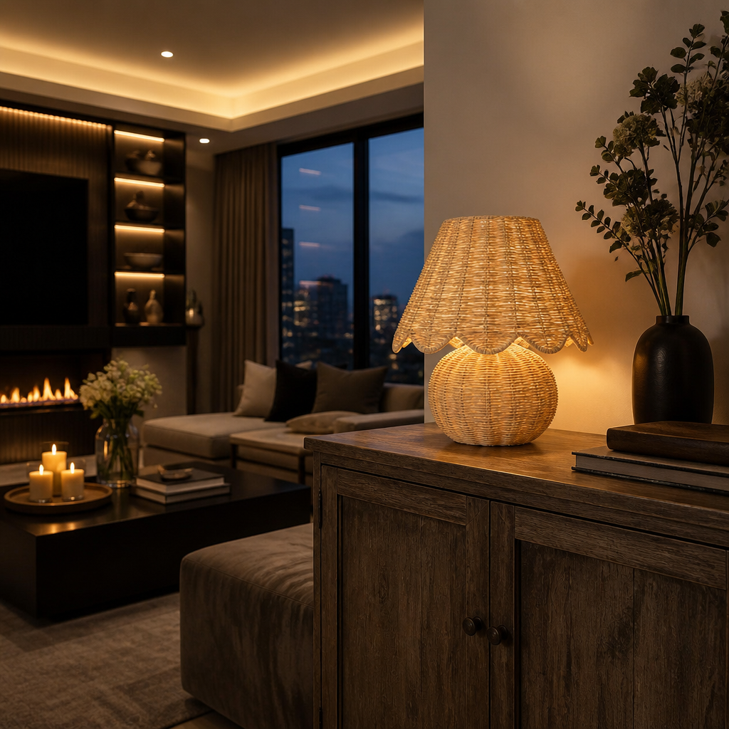 Rattan Farmhouse Table Lamp lifestyle view 4