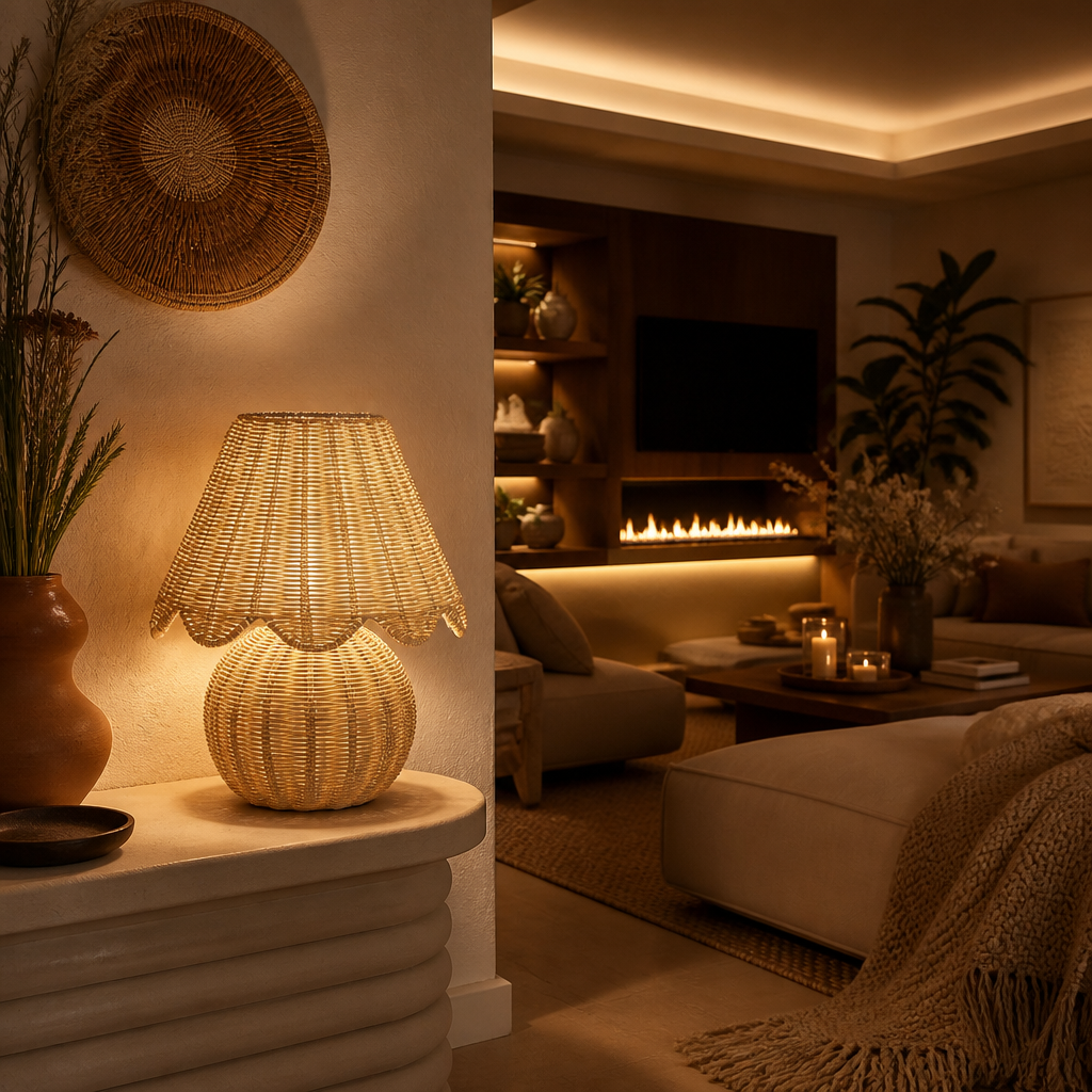 Rattan Farmhouse Table Lamp lifestyle view 5