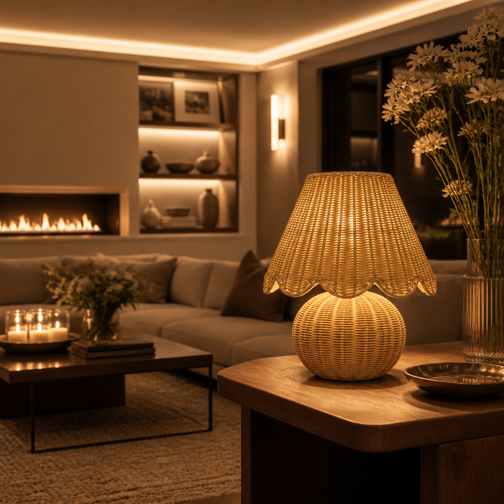 Rattan Farmhouse Table Lamp lifestyle view 6