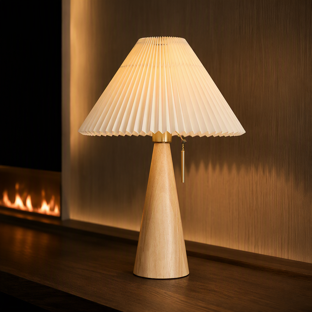 Retro Scandinavian Solid Wood Table Lamp — hero image 1