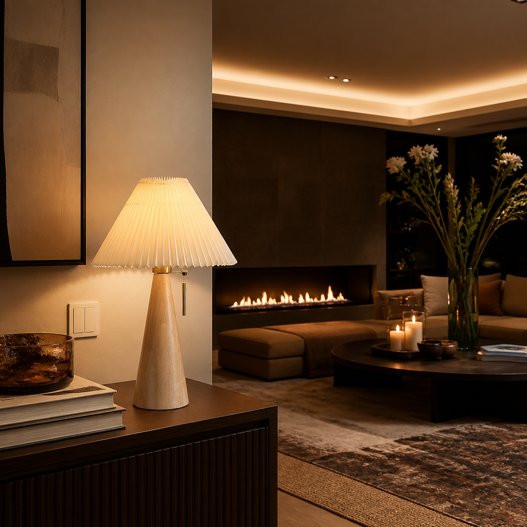 Retro Scandinavian Solid Wood Table Lamp — lifestyle image 2