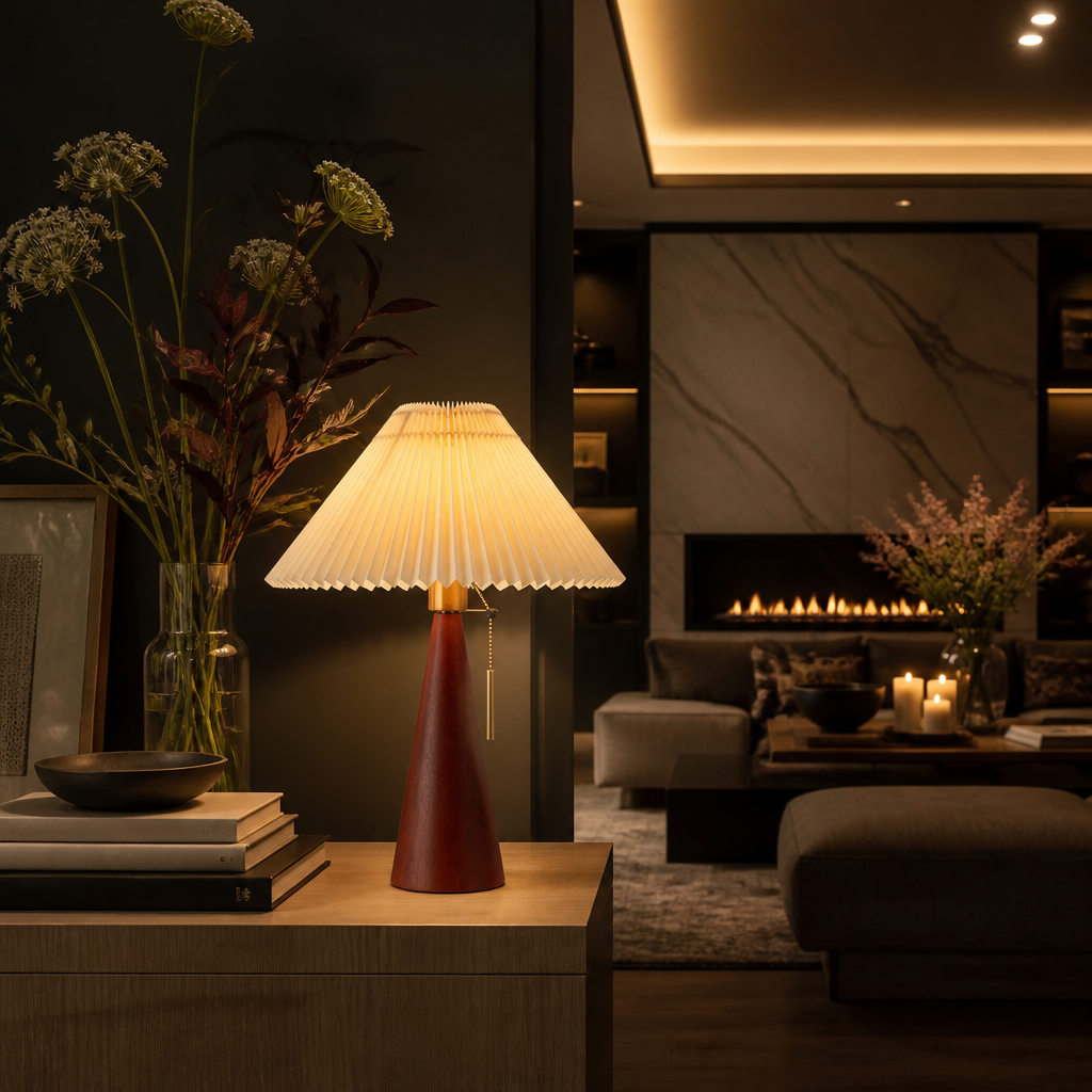 Retro Scandinavian Solid Wood Table Lamp — lifestyle image 11