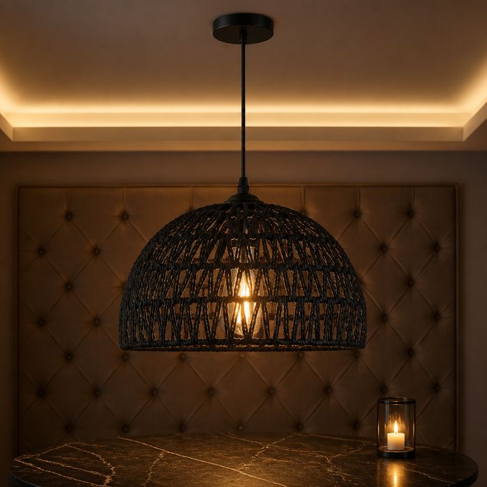Rattan Black Pendant Light hero image 1