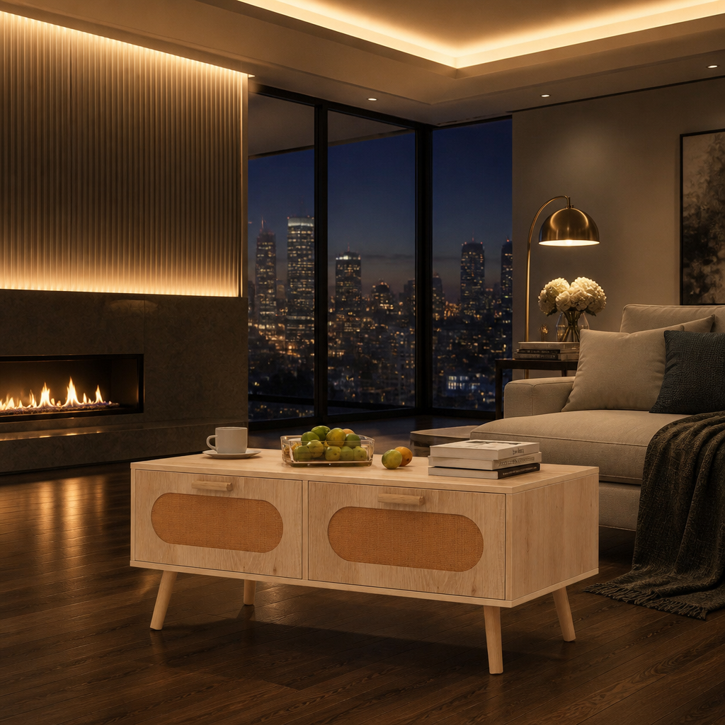Rattan Mid-Century Coffee Table lifestyle image 3