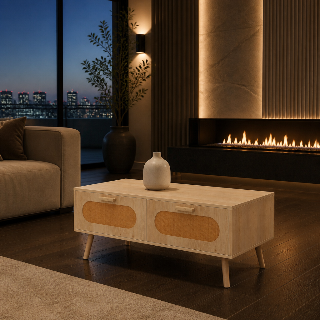 Rattan Mid-Century Coffee Table lifestyle image 5