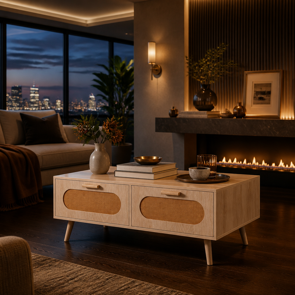 Rattan Mid-Century Coffee Table lifestyle image 6