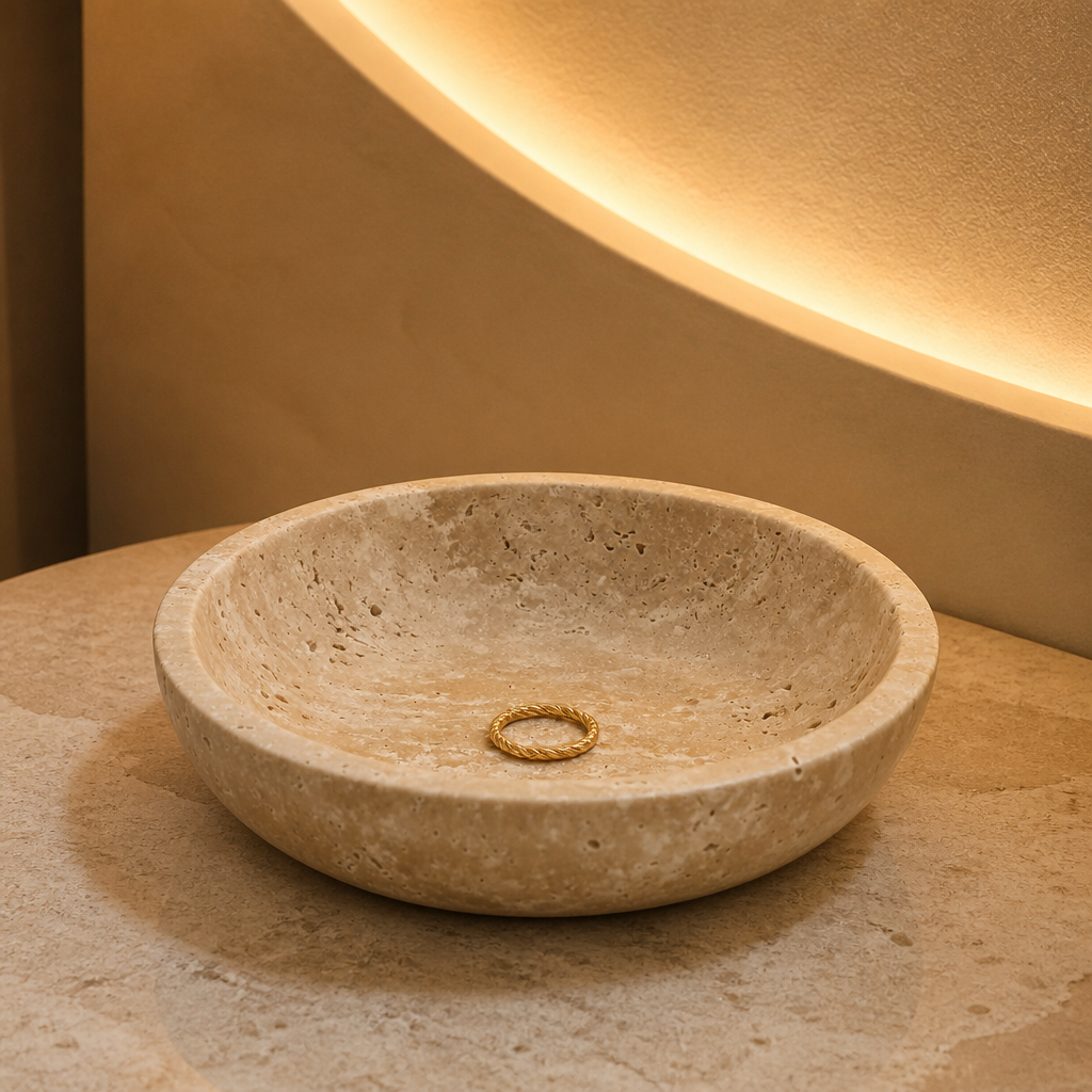 Travertine Marble Decorative Bowl lifestyle view 1