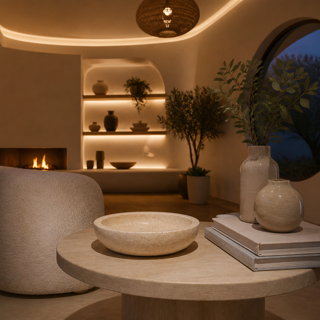 Travertine Marble Decorative Bowl lifestyle view 3