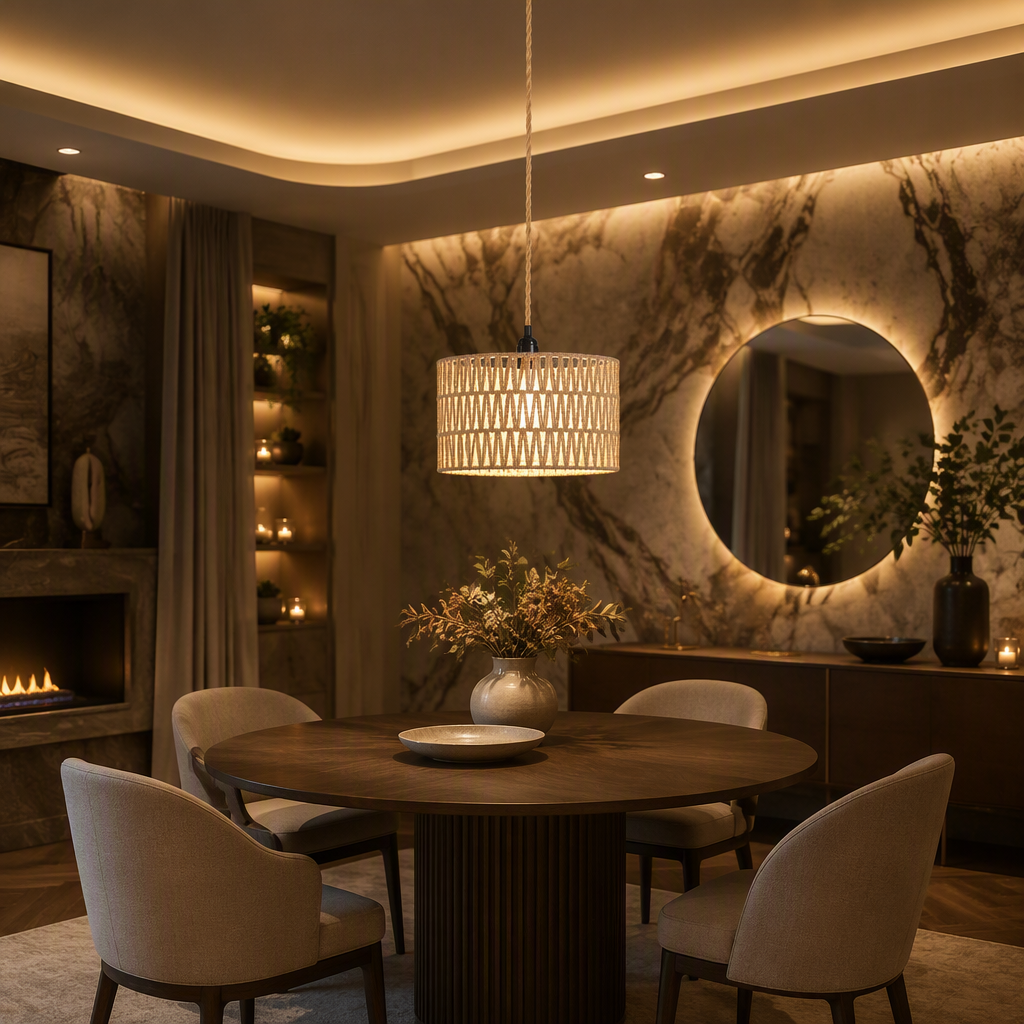 Wicker Boho Rattan Pendant Light — lifestyle image 2