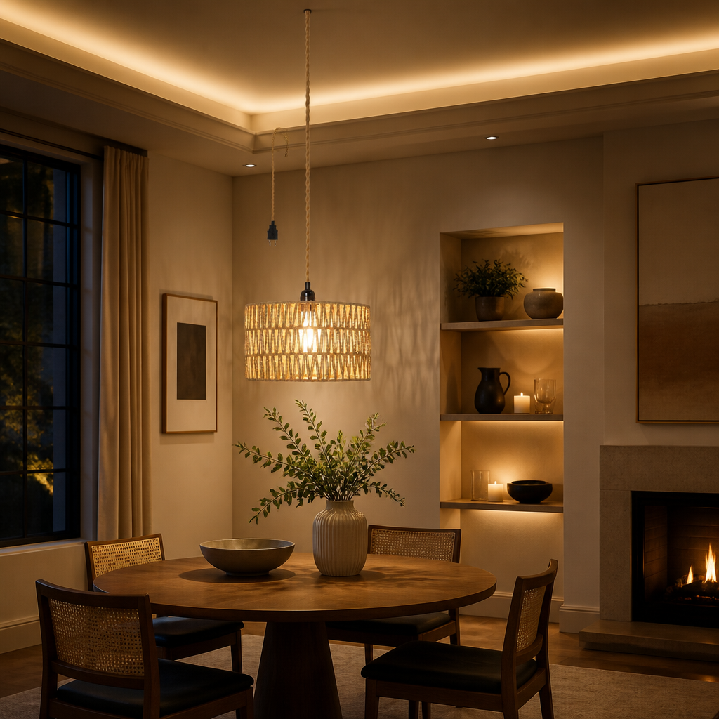 Wicker Boho Rattan Pendant Light — lifestyle image 3