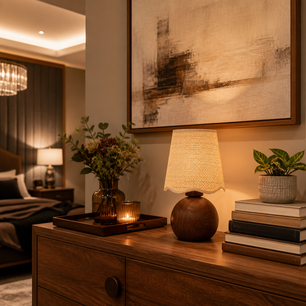 Rattan Boho Table Lamp II lifestyle view 5