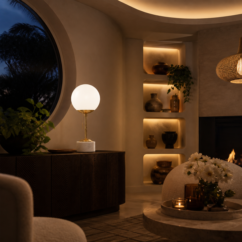 Reagan Art Deco Marble Table Lamp — lifestyle image 2