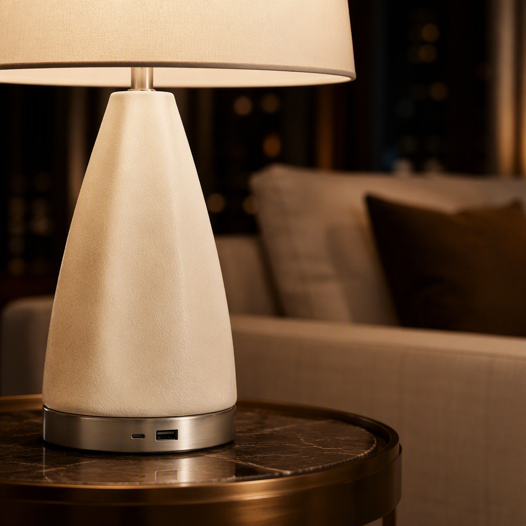 White Ceramic Farmhouse Table Lamp lifestyle image 3