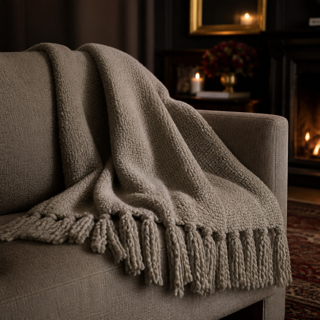 Tulum Boho Boucle Throw Blanket lifestyle image 2