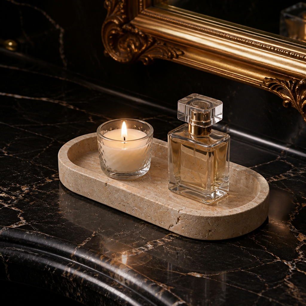 Travertine Marble Decorative Tray lifestyle view 1