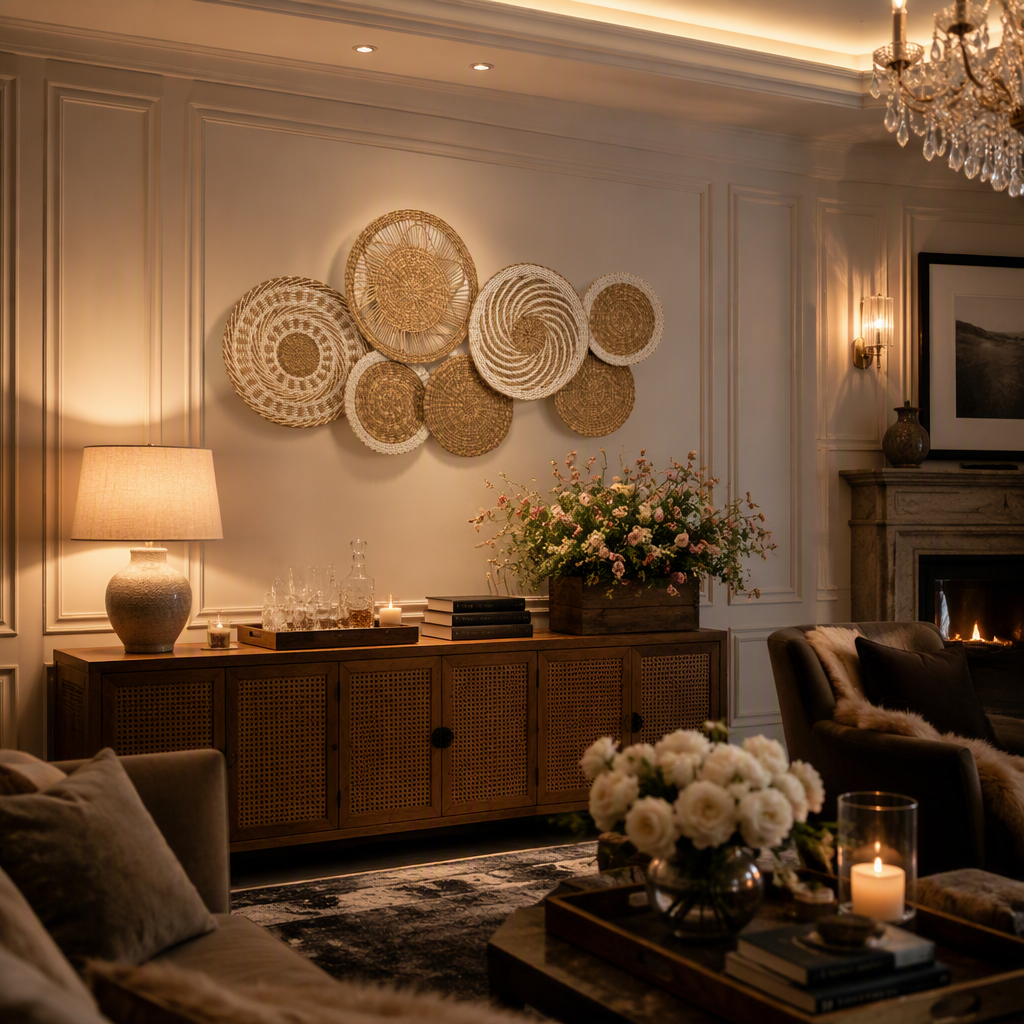 Wicker Farmhouse Rattan Wall Art — lifestyle image 3