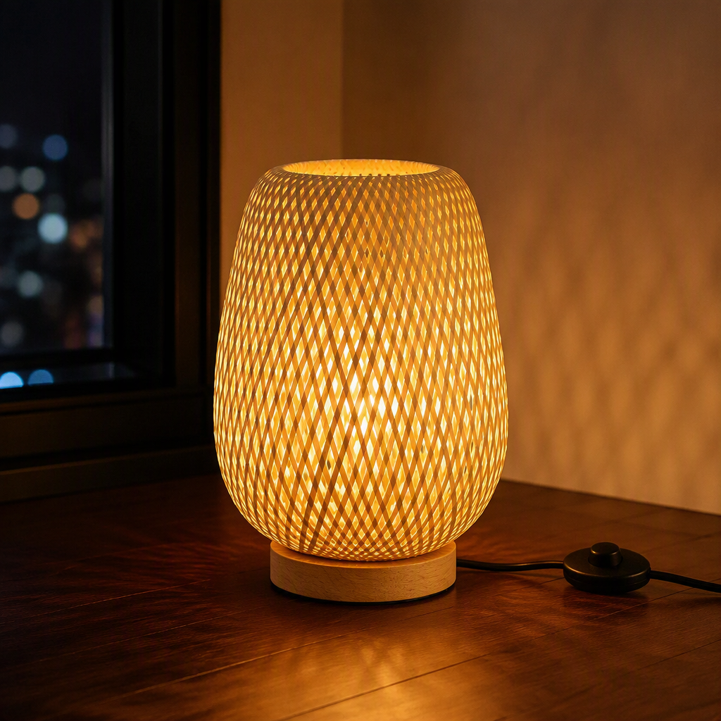Rattan Boho Table Lamp III lifestyle view 1