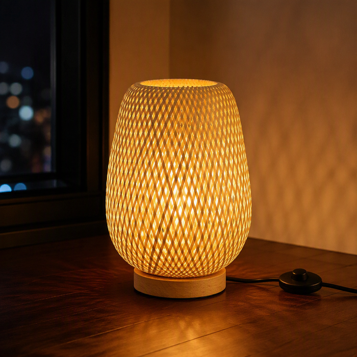 Rattan Boho Table Lamp III lifestyle view 1