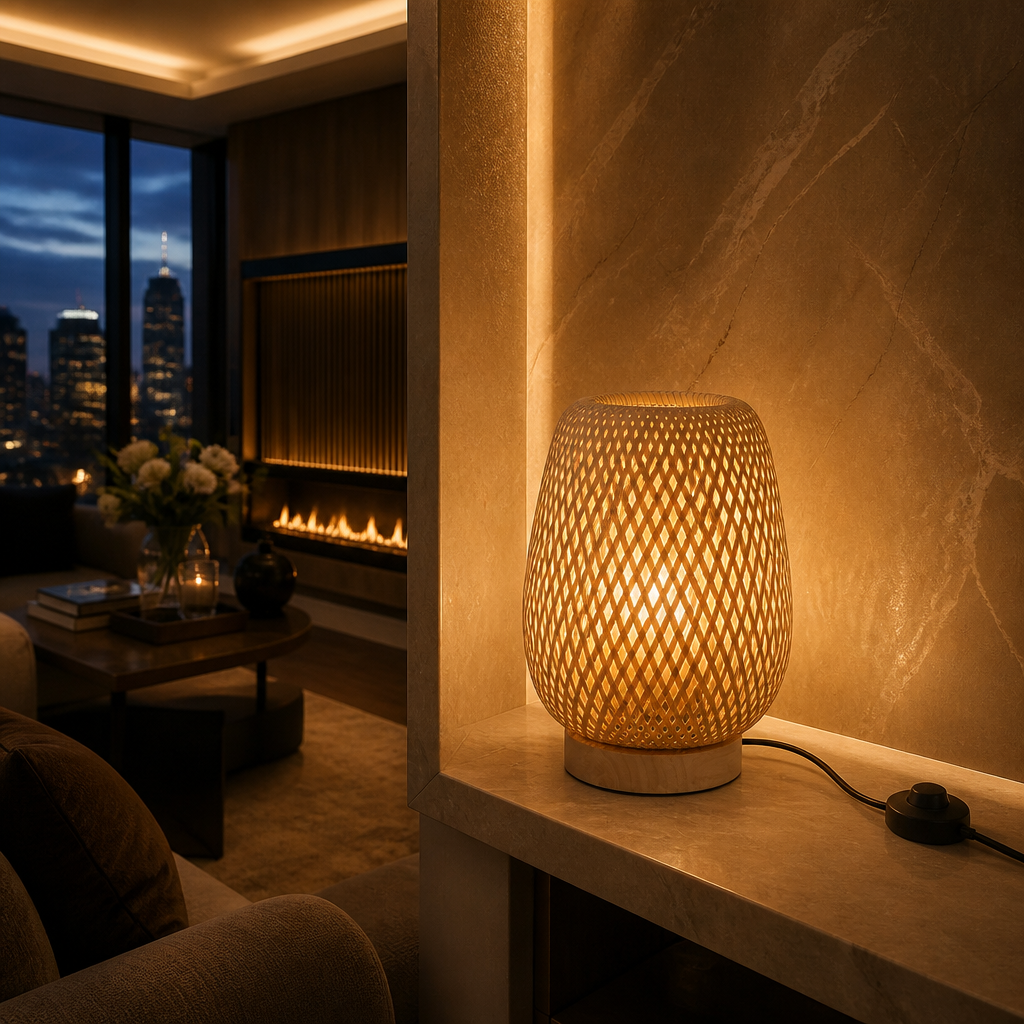 Rattan Boho Table Lamp III lifestyle view 5