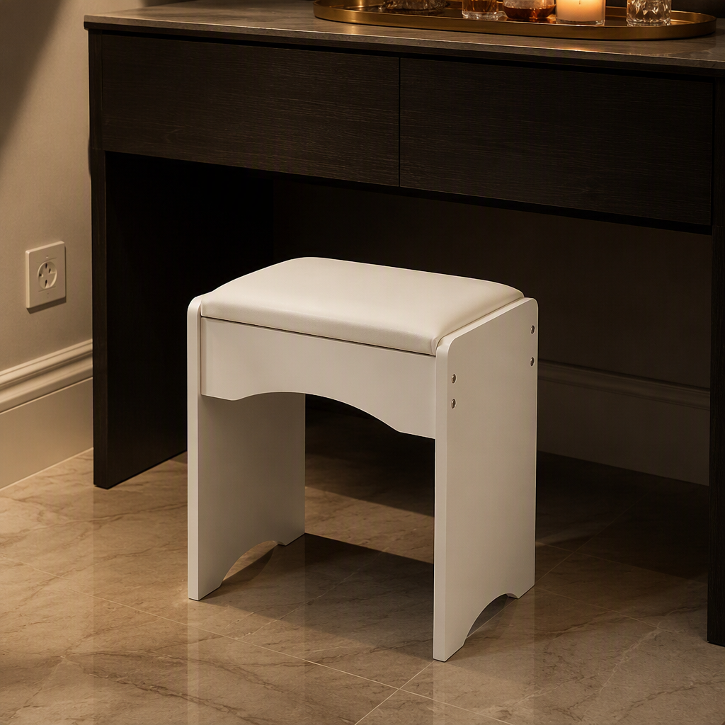Upholstered Modern Fabric Stool — lifestyle image 1