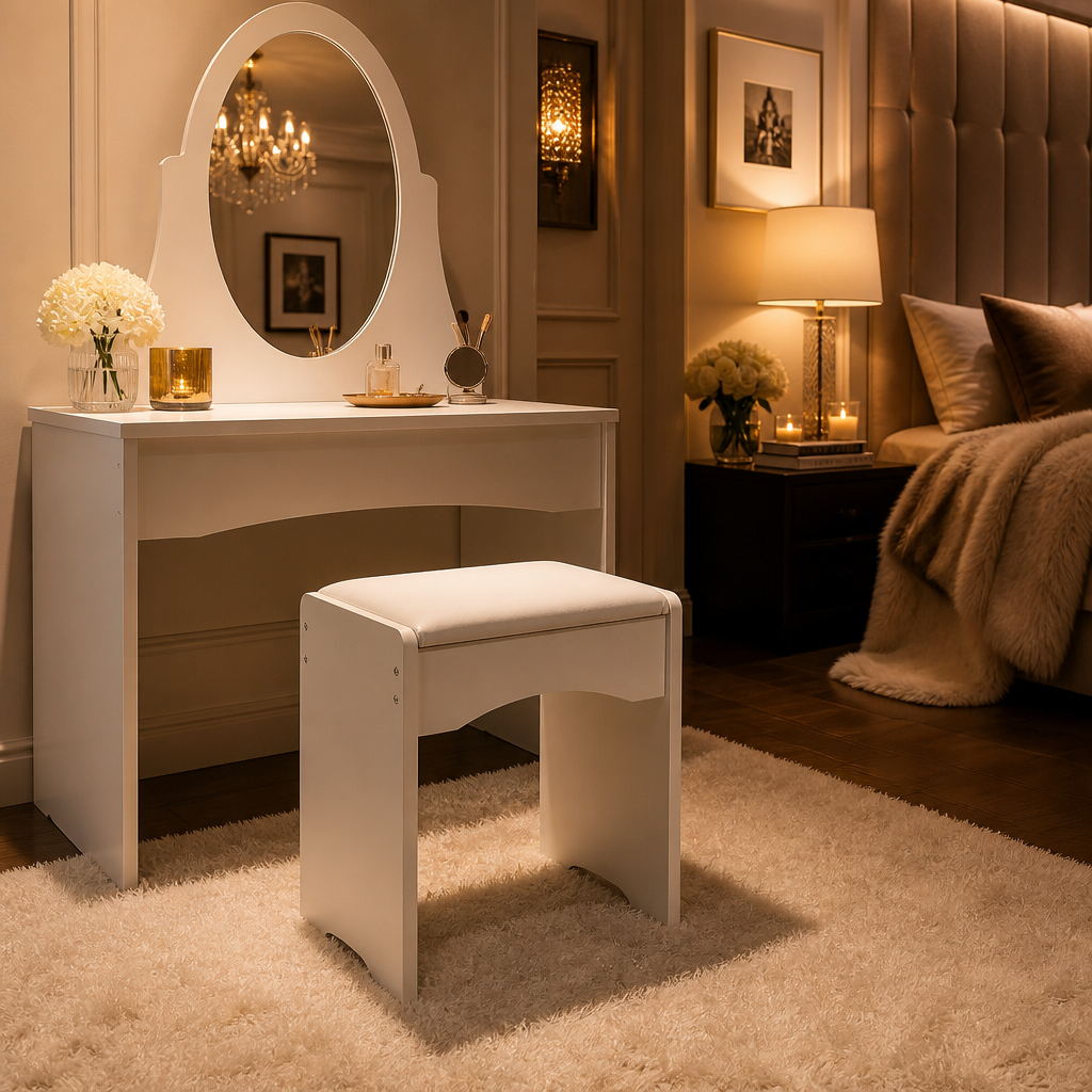 Upholstered Modern Fabric Stool — lifestyle image 4