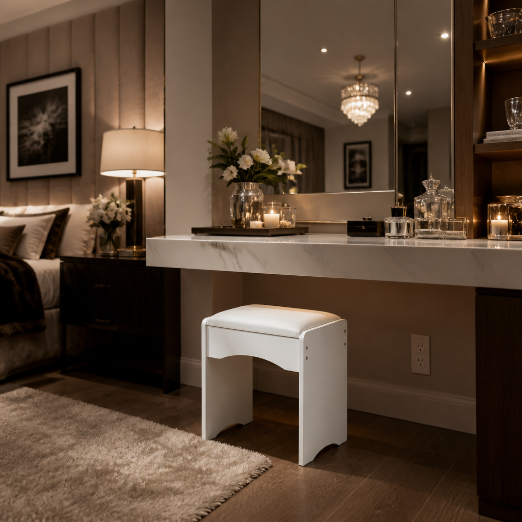 Upholstered Modern Fabric Stool — lifestyle image 6