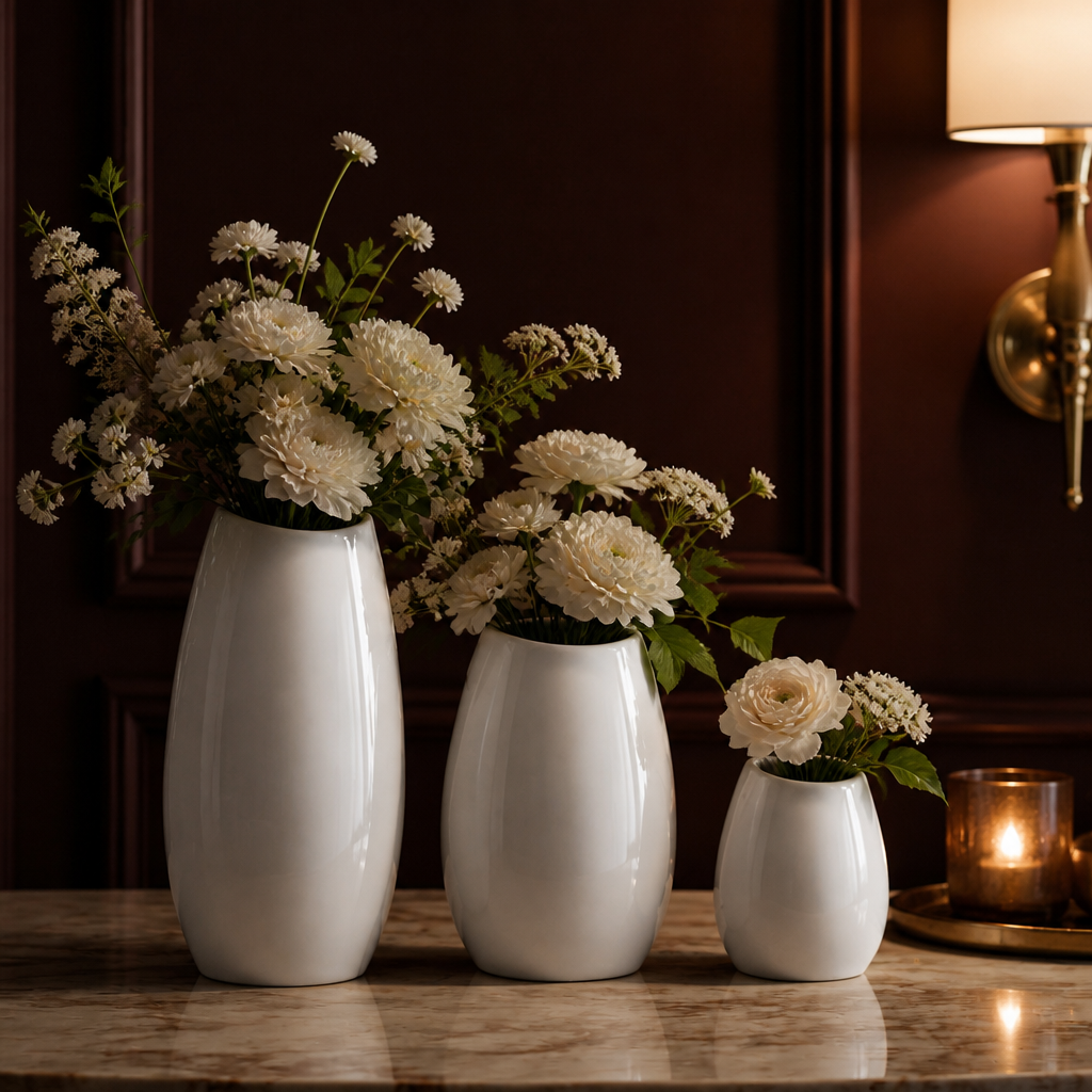 White Ceramic Modern Vase lifestyle image 1