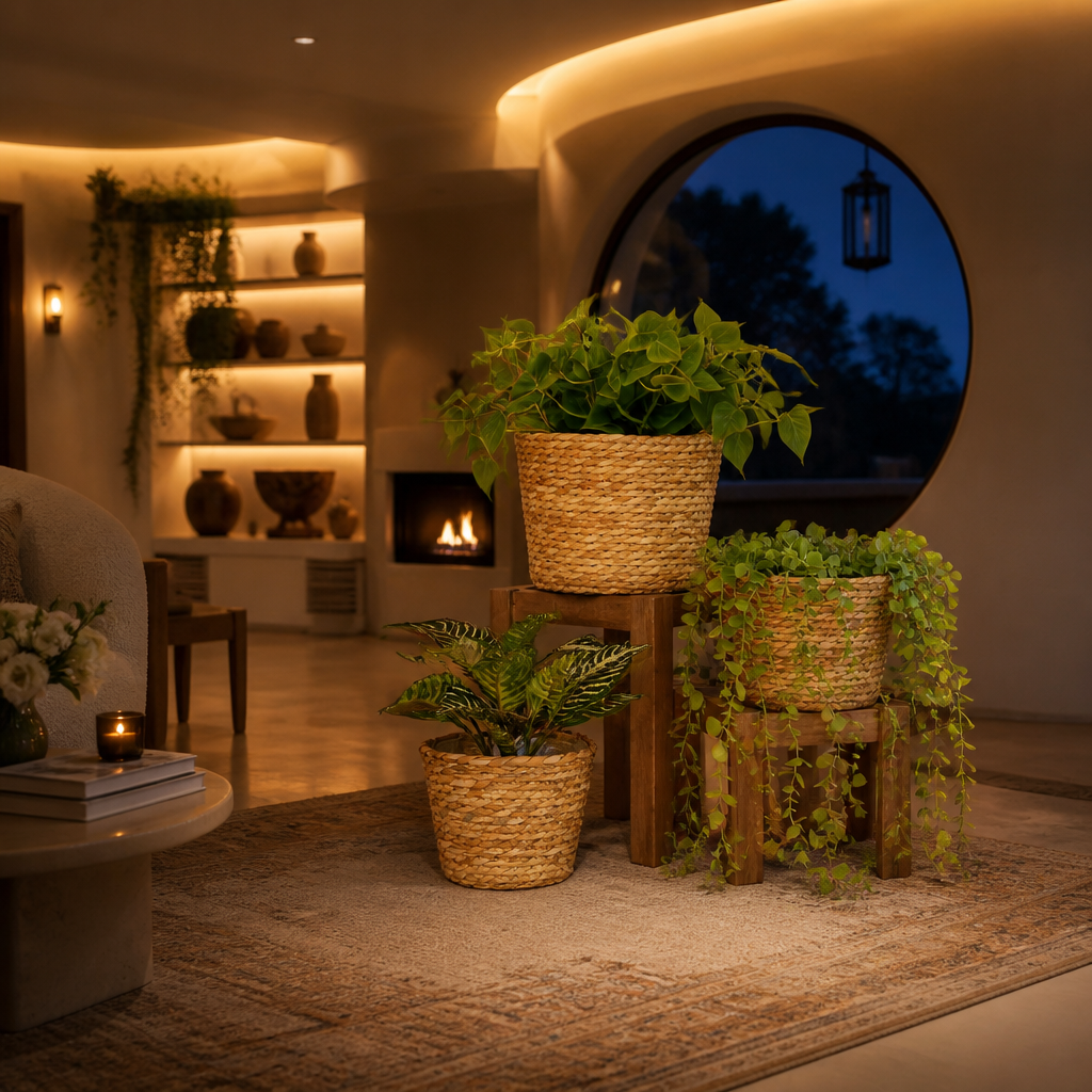 Seagrass Rattan Planter lifestyle view 2