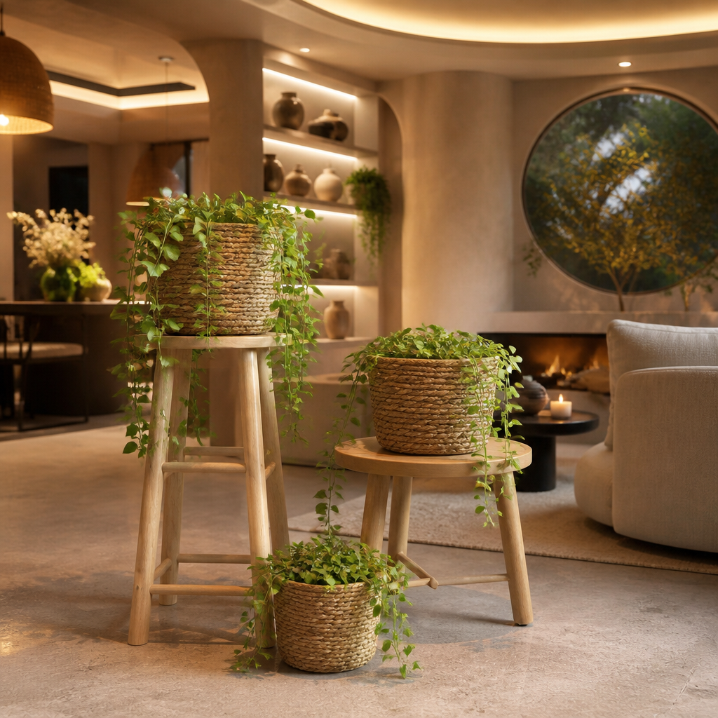Seagrass Rattan Planter lifestyle view 3