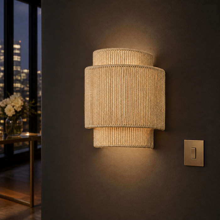 Retro Vintage Rattan Wall Sconce lifestyle view 1
