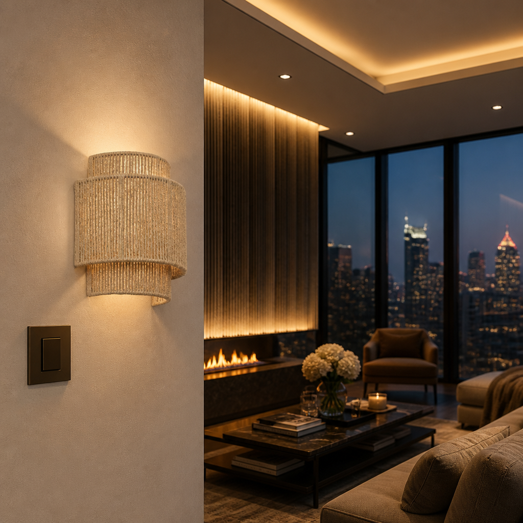 Retro Vintage Rattan Wall Sconce lifestyle view 6