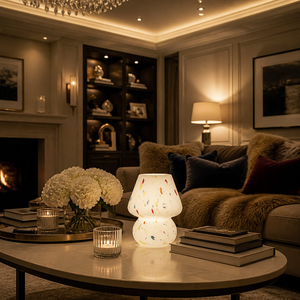 Sprinkle Scandinavian Glass Table Lamp — lifestyle image 3