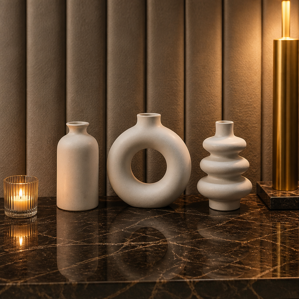 Set of 2 Ceramic White Vase hero image 1
