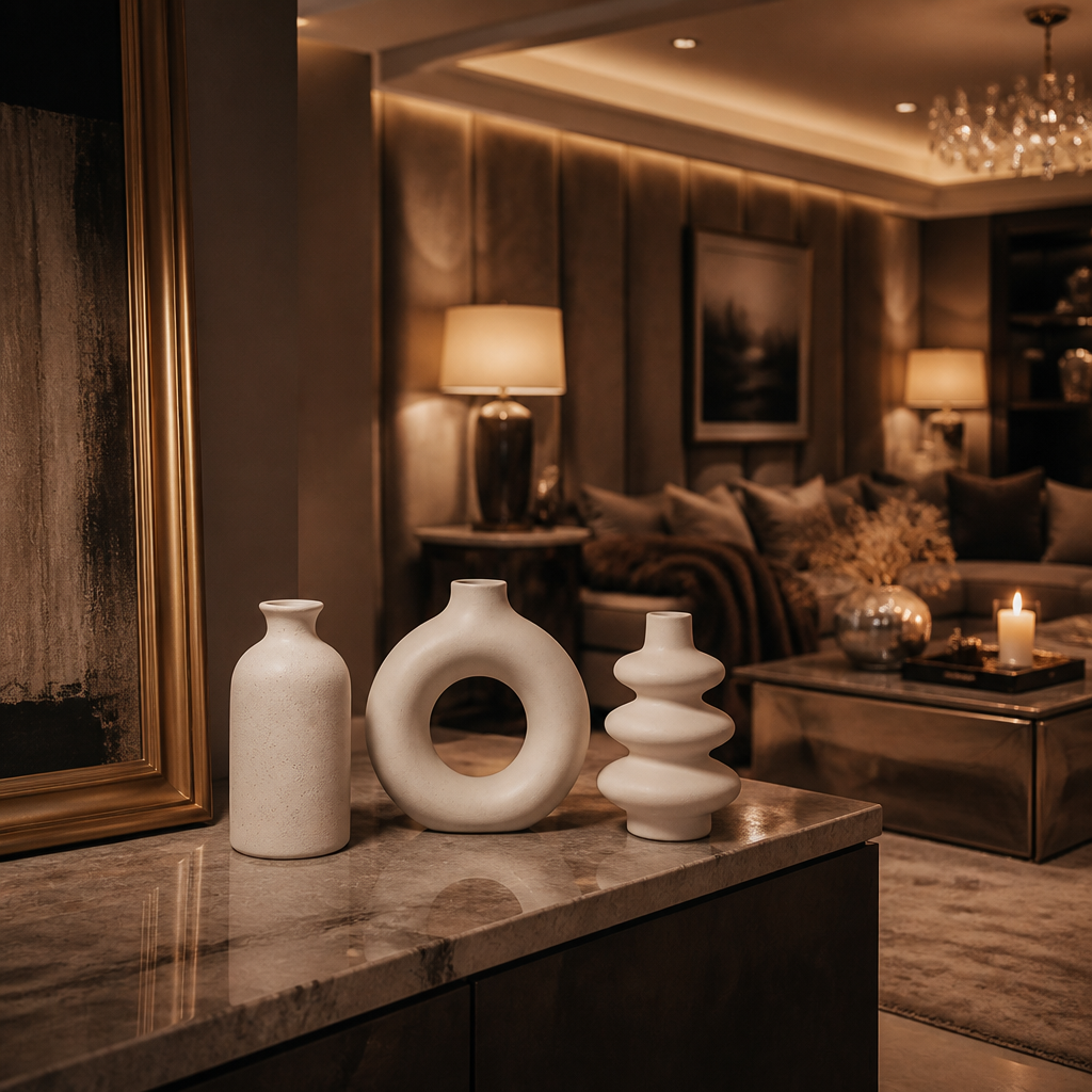Set of 2 Ceramic White Vase lifestyle image 5