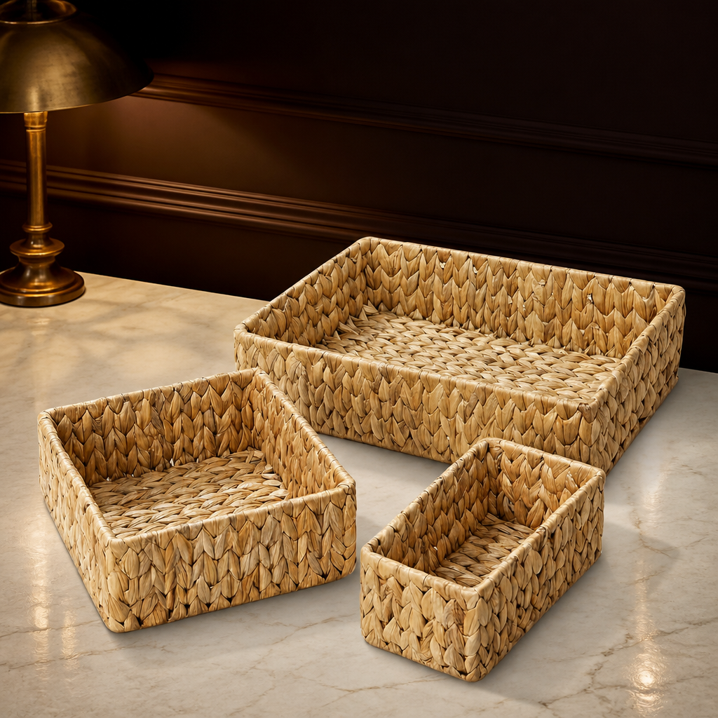 Wicker Boho Rattan Storage Basket — lifestyle image 1
