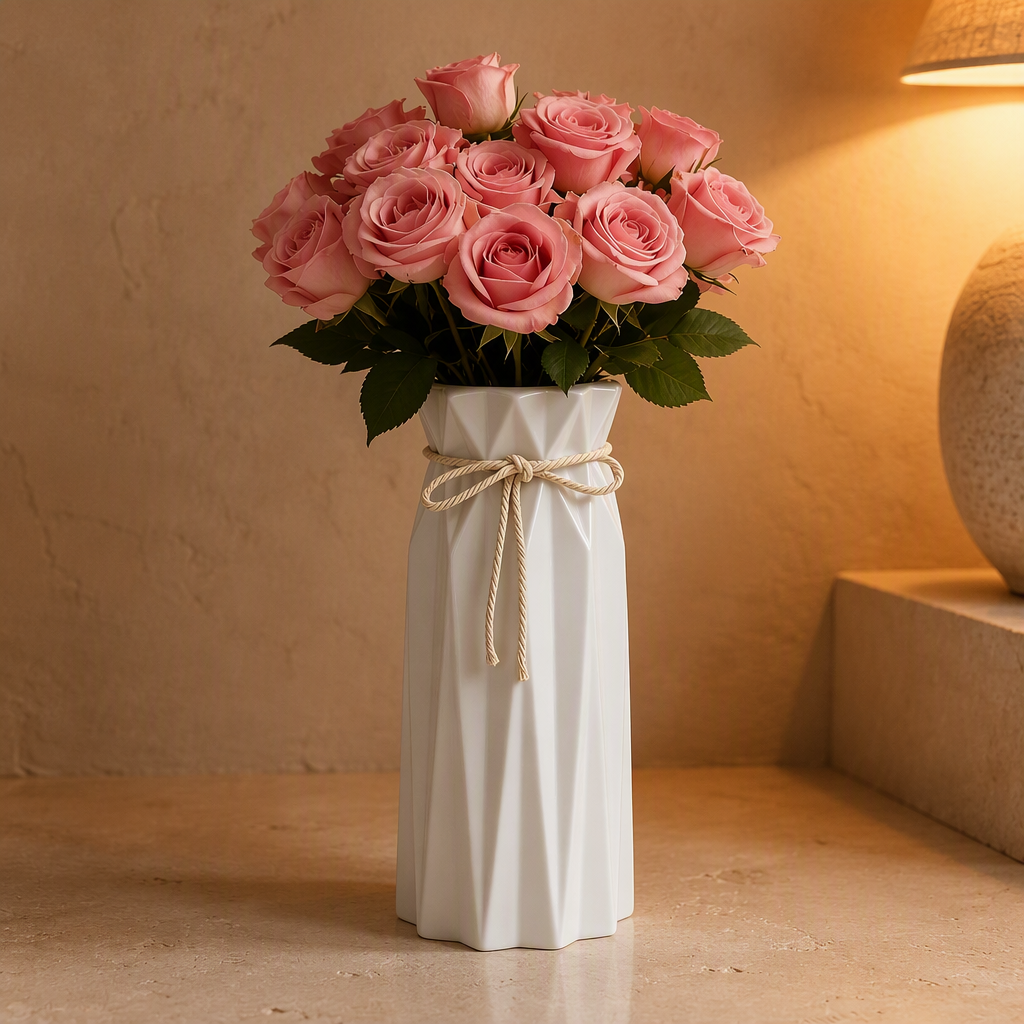 White Ceramic Farmhouse Vase lifestyle image 1
