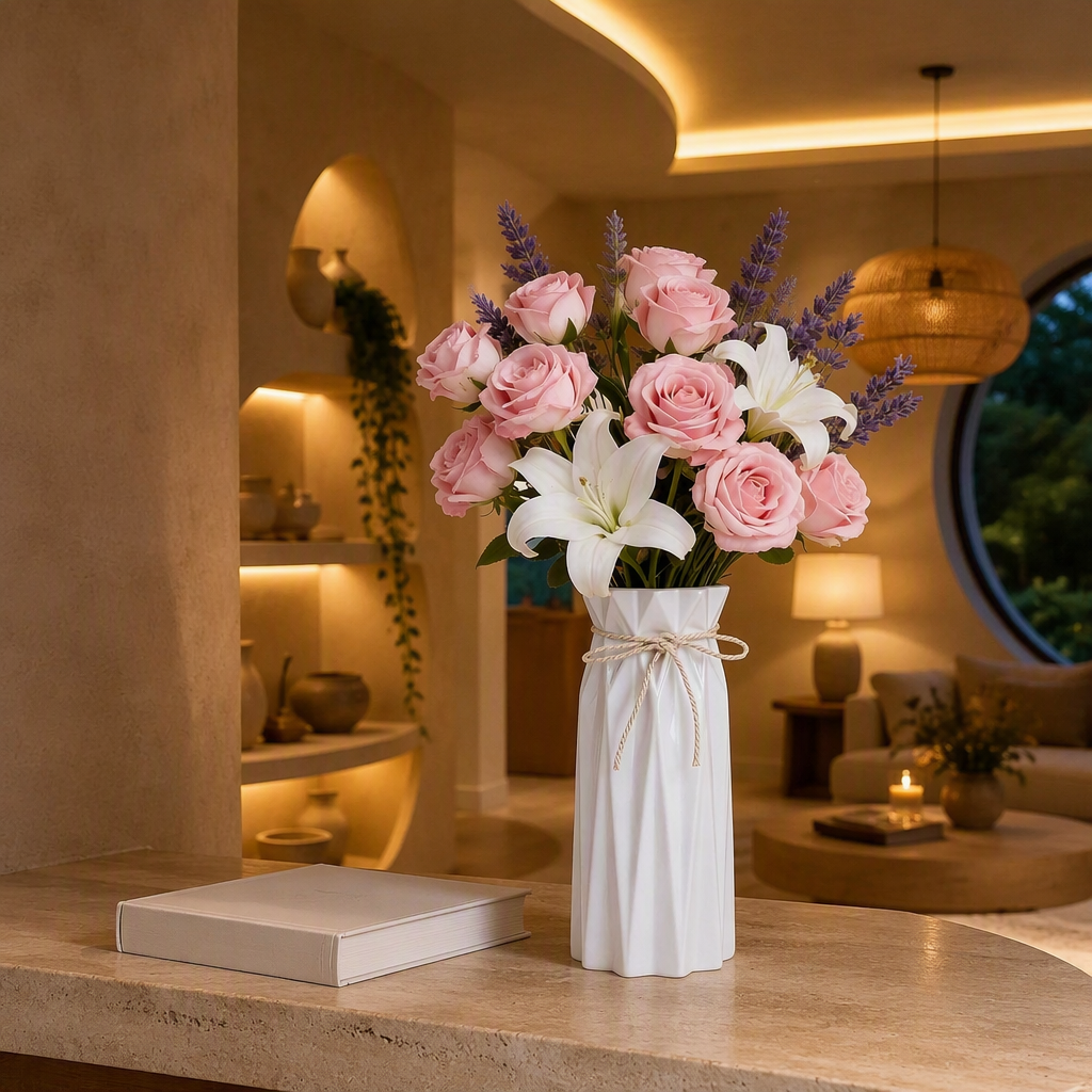 White Ceramic Farmhouse Vase lifestyle image 5