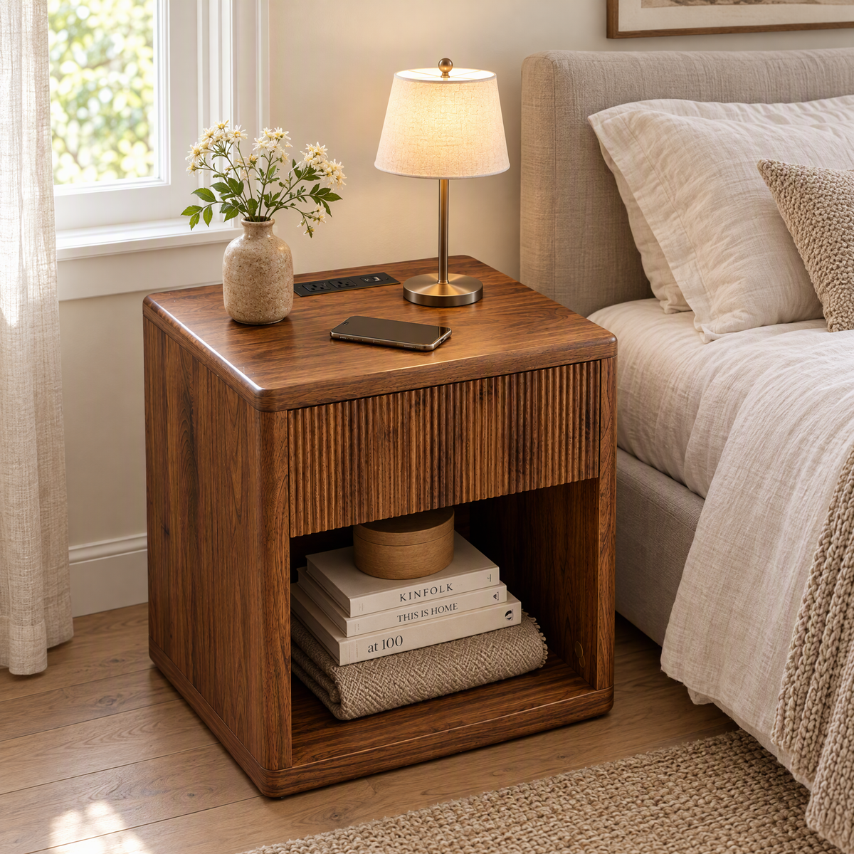 Brown Brown fluted nightstand