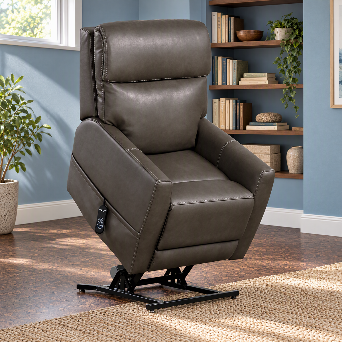 Adjustable Leather Single Seater Armchair with Ergonomic Soft Recliner for Living Room-Modern Design — Gray