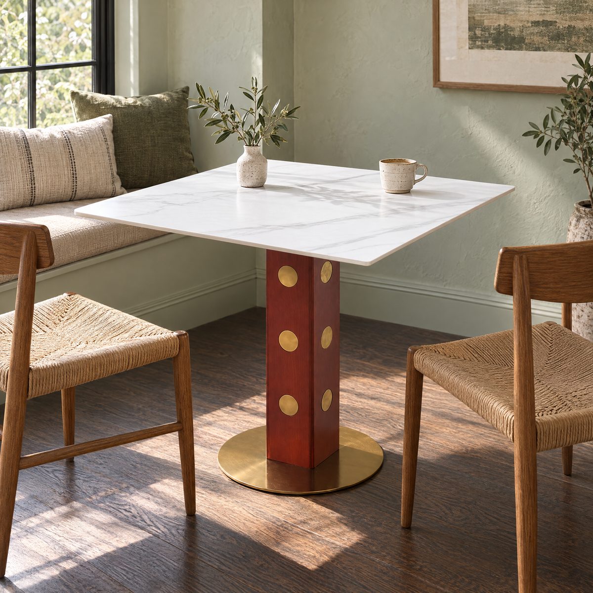 Voxhome Drop Shipping Modern Mid-Century Black Sintered Stone Round Dining Table for 2 4 Bistro Table Breakfast Nook Table — 04