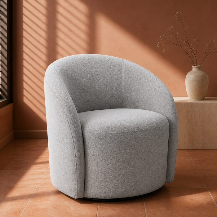 Degree Boucle Accent Chair, grey boucle swivel barrel chair
