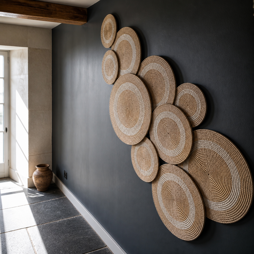 Extra Boho Rattan Storage Basket seen from a low three-quarter angle