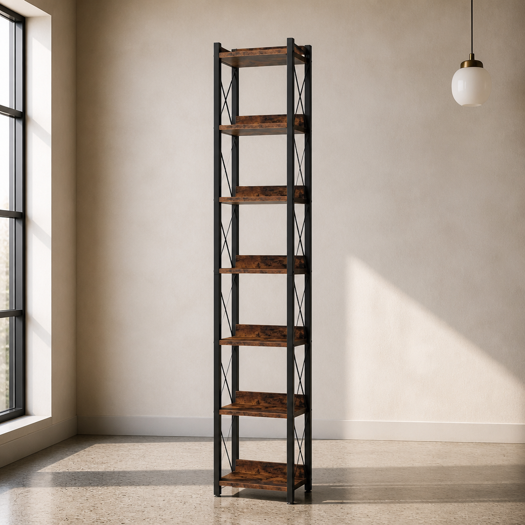 Extra Bookshelf shown full view in a Mediterranean interior