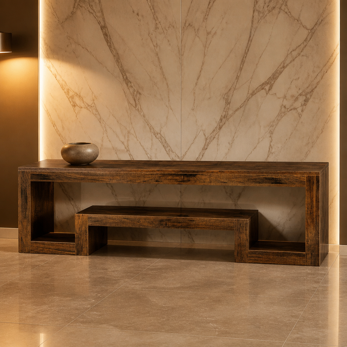 Farmhouse Brown TV Stand rustic media console, hero view