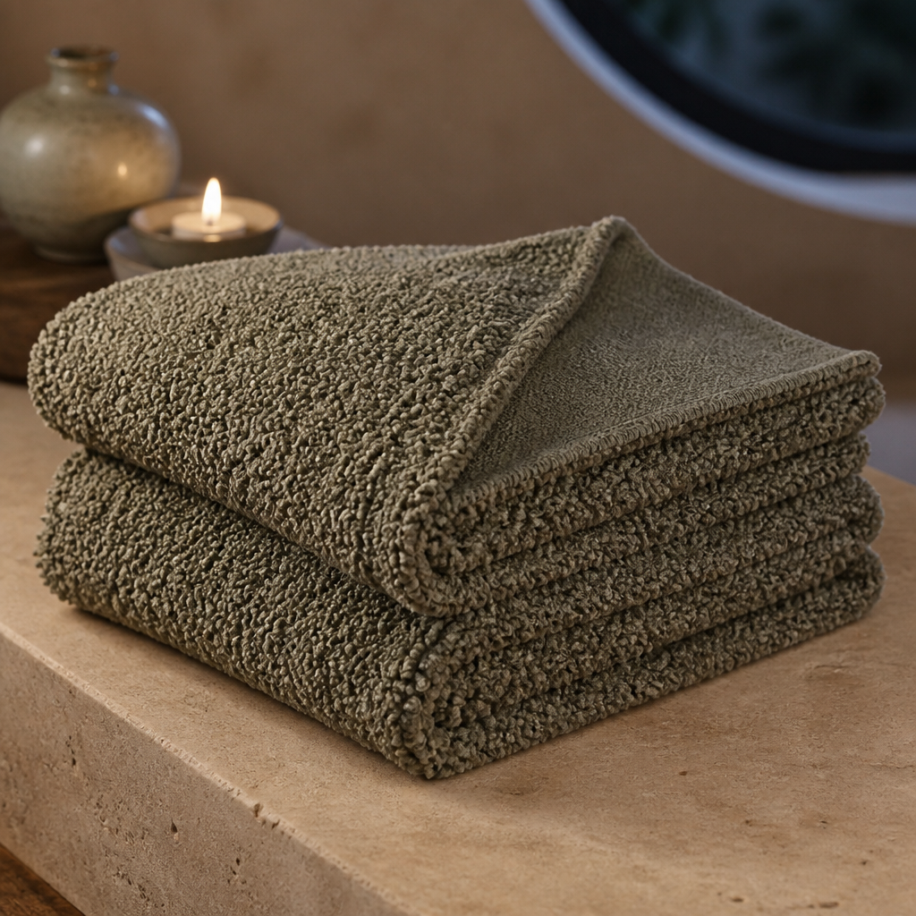 Hiend Farmhouse Boucle Throw Blanket - folded detail showing the flatter reverse